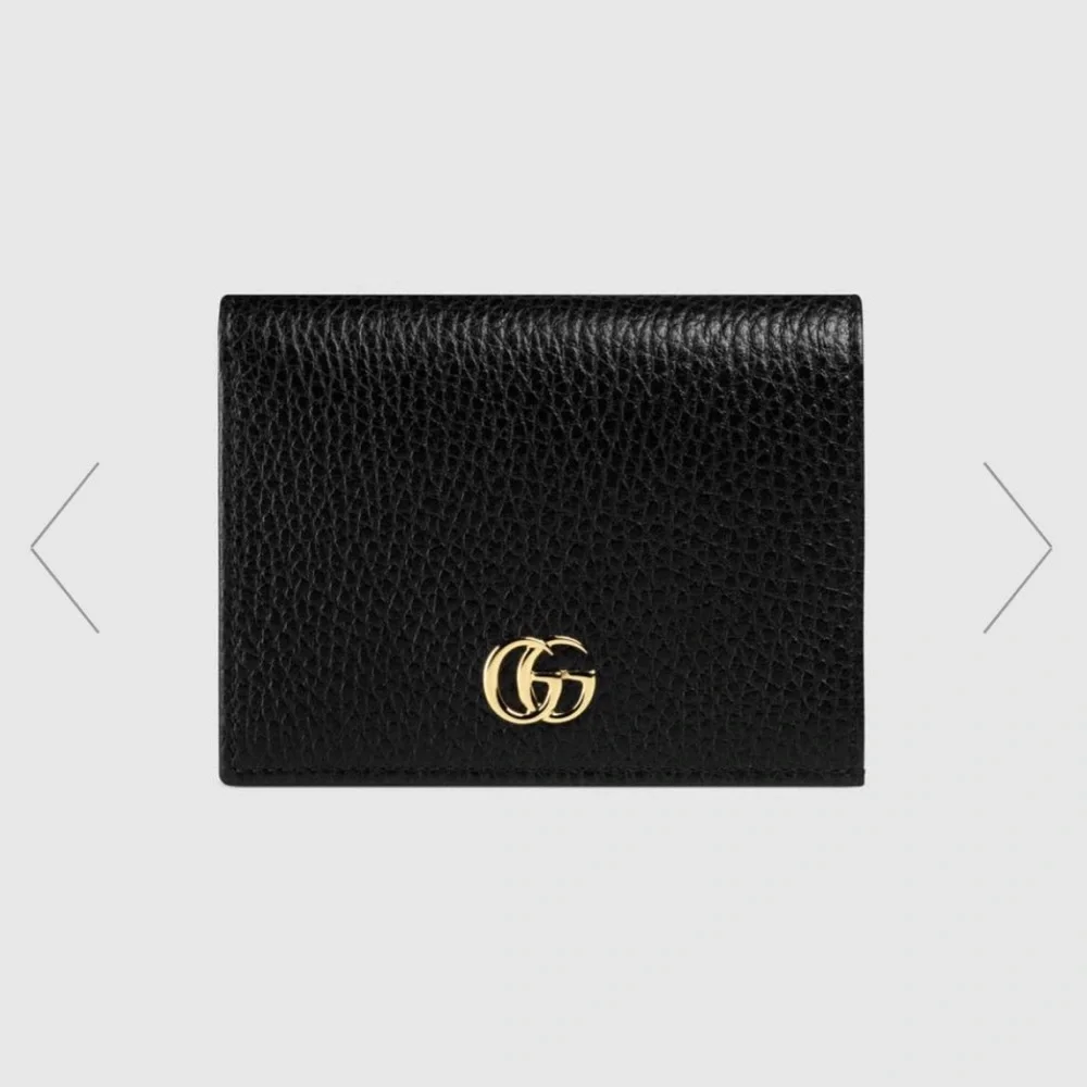 FULL SET | Gucci GG Marmont Black Leather Card Case Wallet + Box & Dust Bag